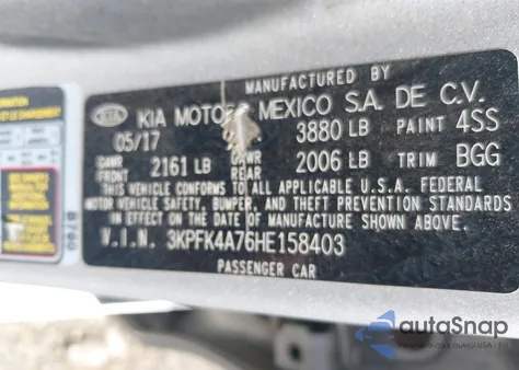 2017 Kia Forte Lx из США, поврежденный, VIN 3KPFK4A76HE158403